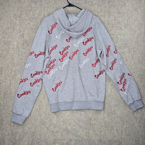 Cookies Grey Hoodie Red & White Logo Embroidery Size M - Picture 2 of 7